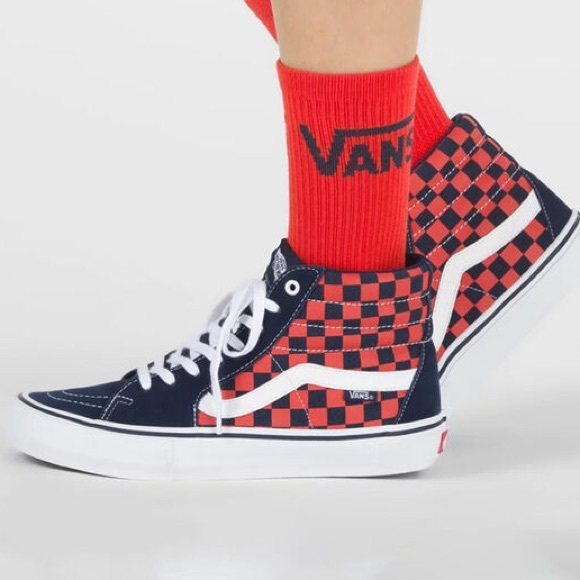 VANS | Checkerboard Sk8-Hi Pro Navy/Orange Shoes - Picture 7 of 7